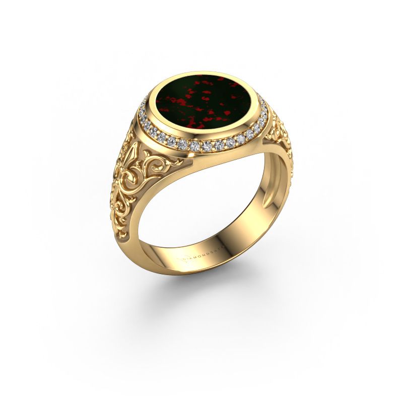 Signet ring Moor 2 585 gold bloodstone 10 mm