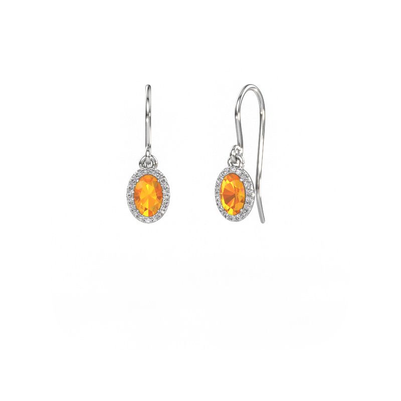 Pendants d'oreilles Seline ovl 950 platine citrine 6x4 mm
