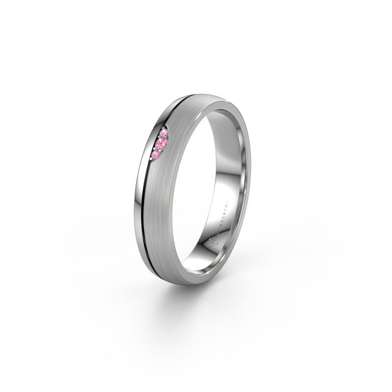 Trouwring WH0334L24X 950 platina roze saffier ±4x1.5 mm