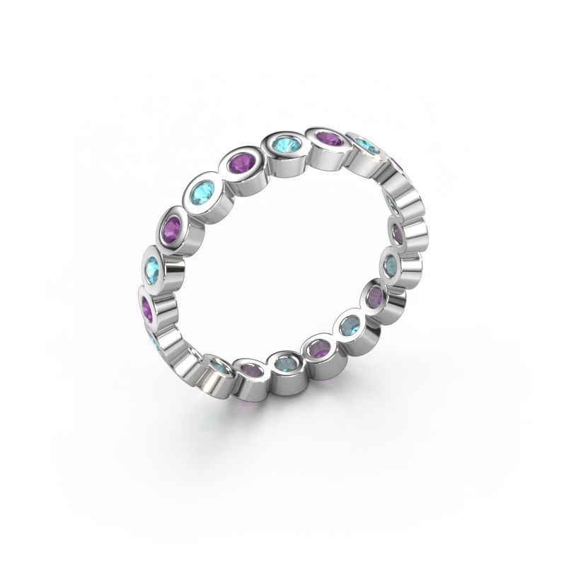 Aanschuifring Edwina 1 585 witgoud blauw topaas 2 mm