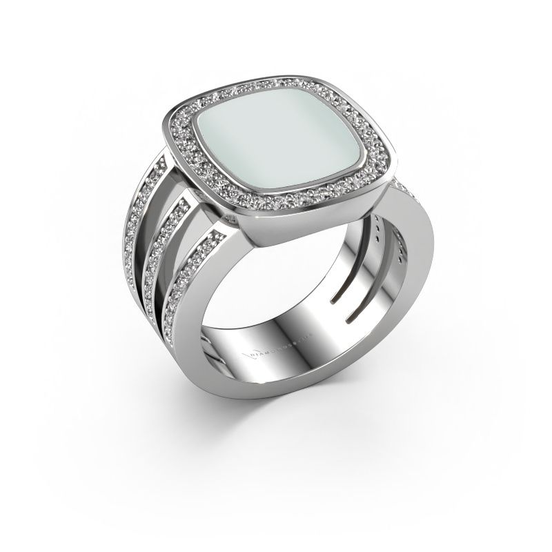 Chevalière Tijn 950 platine nicolo verte 13x11 mm