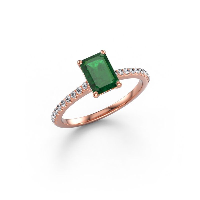 Engagement ring Sophie EME 585 rose gold emerald 7.5x5.5 mm