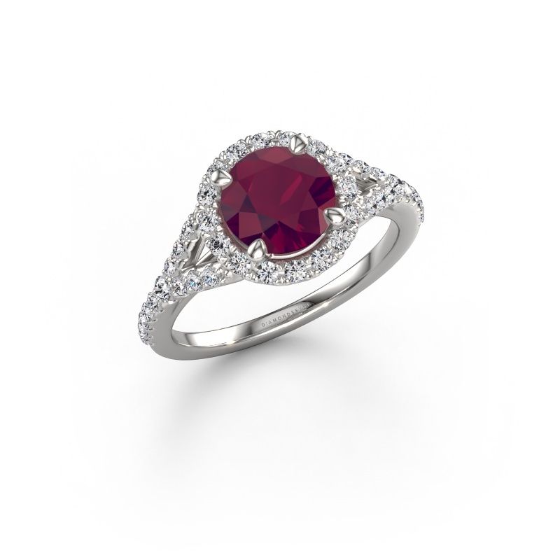 Engagement ring Kimber RND 950 platinum rhodolite 7 mm
