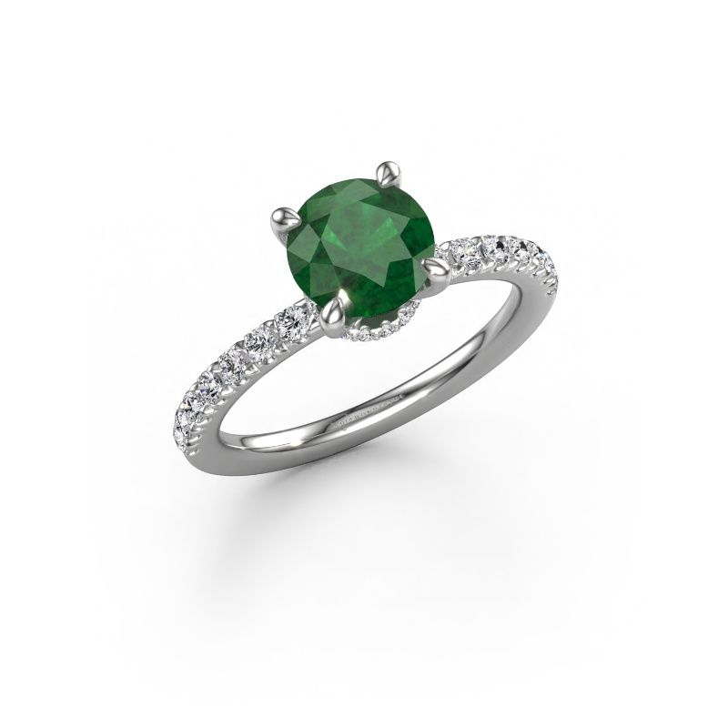 Engagement ring Crystal rnd 4 585 white gold emerald 7 mm