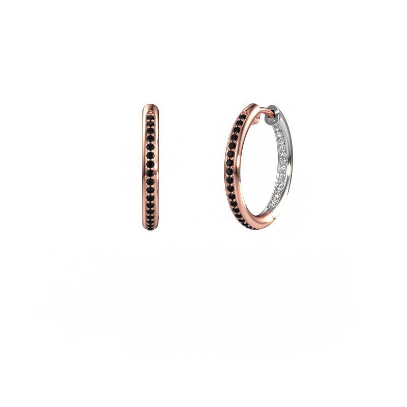 Creolen Sina 15mm 585 rosé goud zwarte diamant 0.451 crt