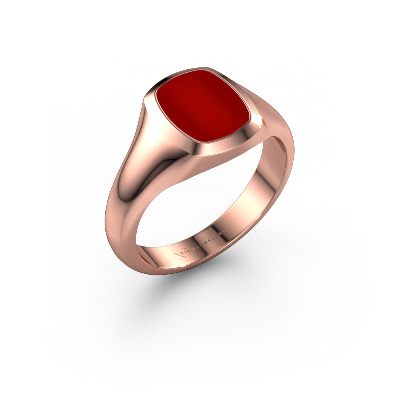 Zegelring Zelda 585 rosé goud carneool 10x8 mm