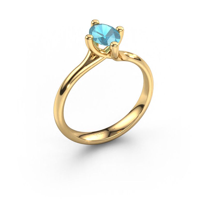 Engagement ring Dewi Oval 585 gold blue topaz 7x5 mm