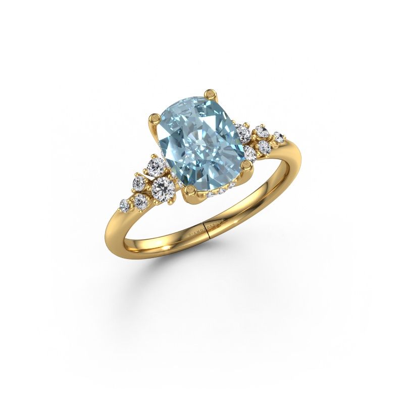 Engagement ring Emma CSH 585 gold blue lab grown diamond 8x6 mm