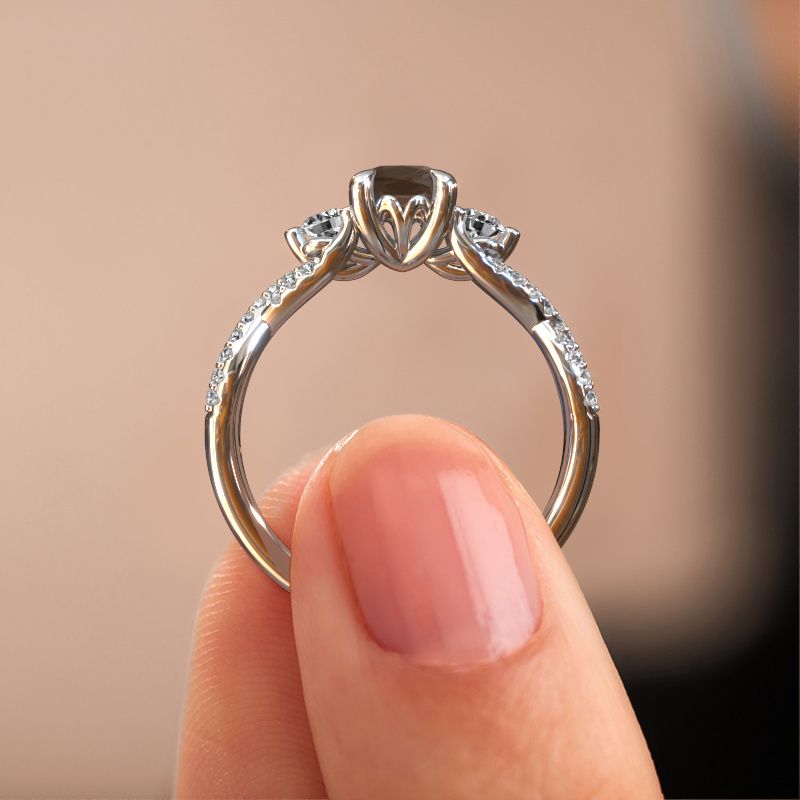 Image of Engagement Ring Marilou Cus<br/>585 white gold<br/>Smokey quartz 5 mm