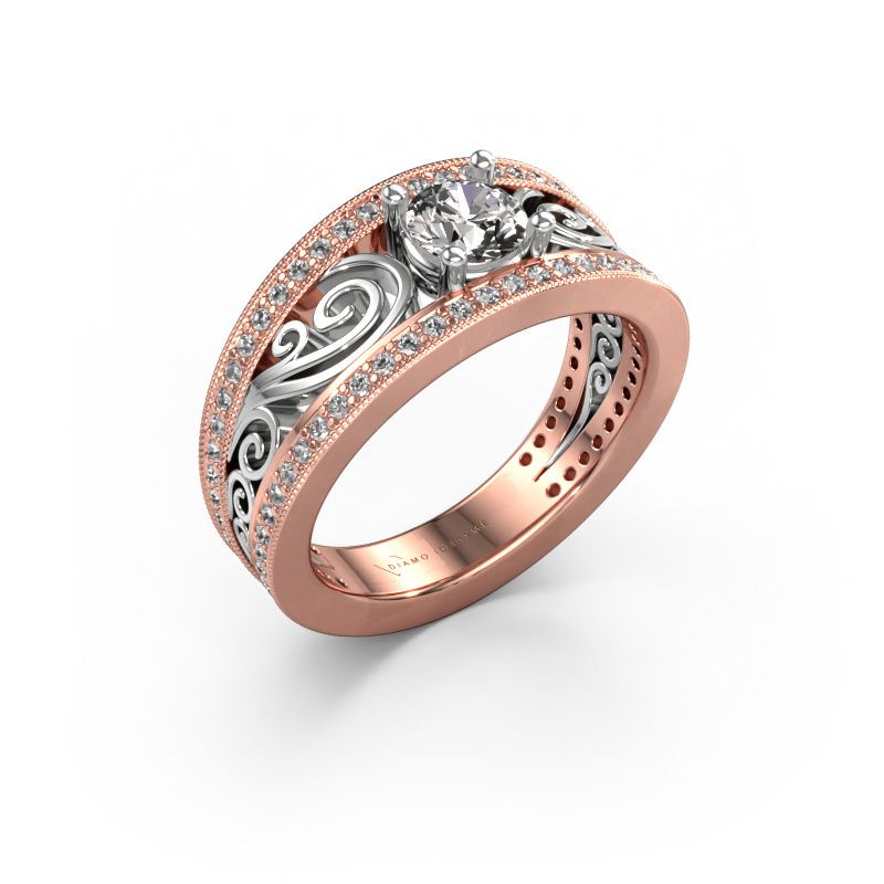 Bague de fiançailles Julliana 585 or rose diamant synthétique 0.91 crt
