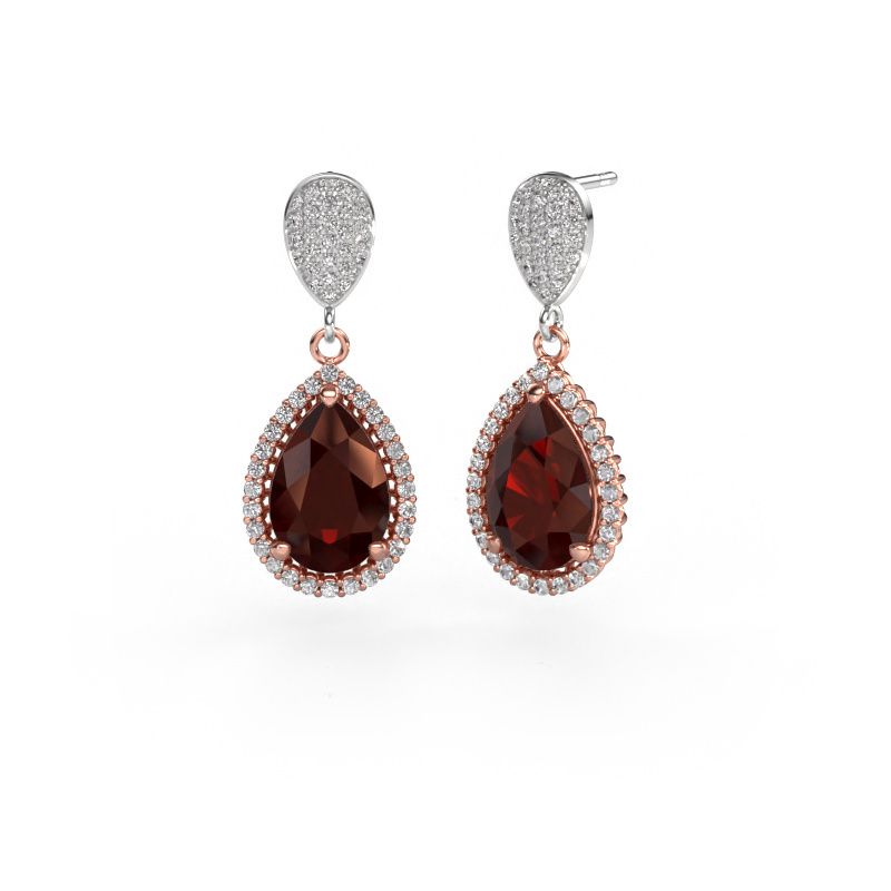 Pendants d'oreilles Tilly per 2 585 or rose grenat 12x8 mm