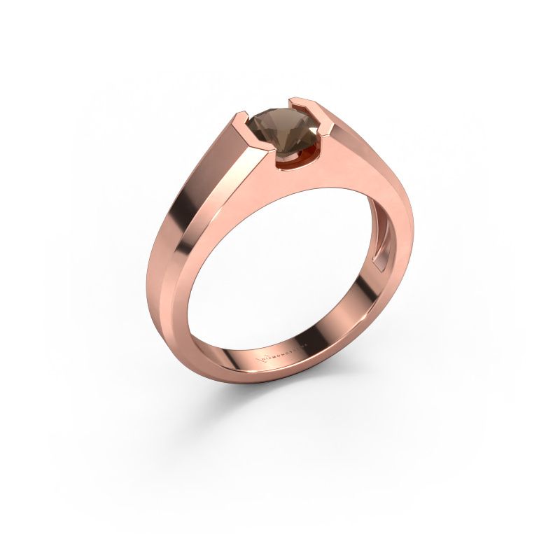 Men's ring Indigo 585 rose gold smokey quartz 6 mm