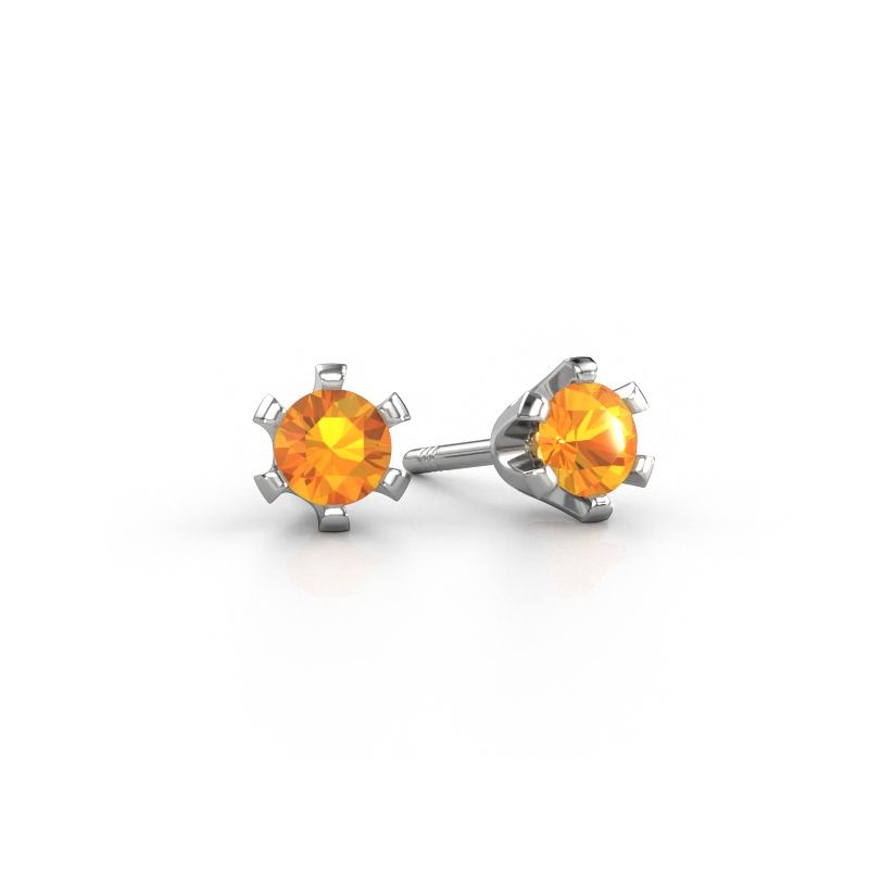 Clous d'oreilles Shana 585 or blanc citrine 4 mm