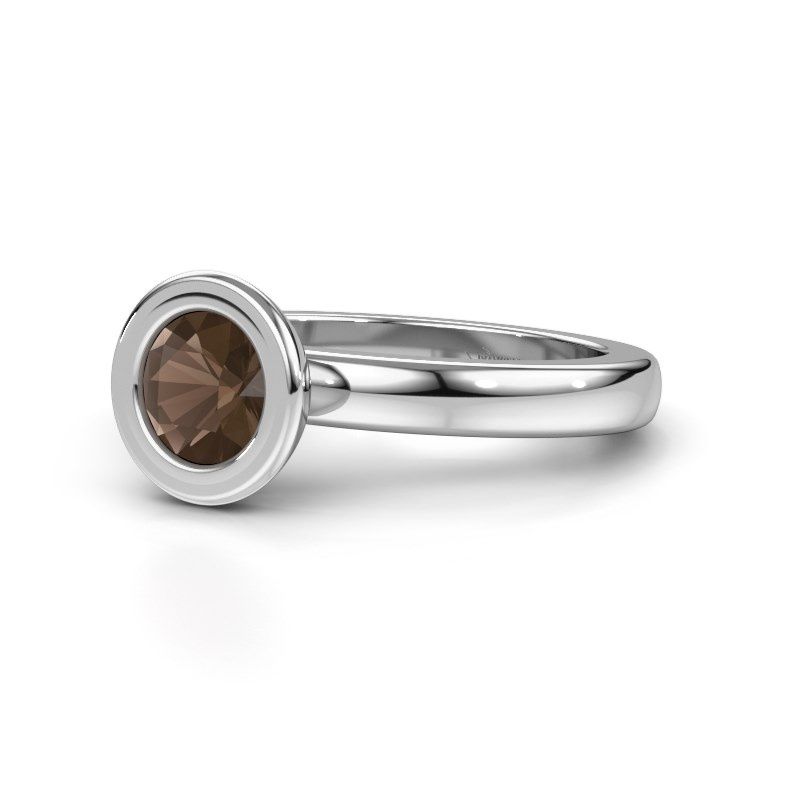Image of Stacking ring Eloise Round 950 platinum smokey quartz 6 mm