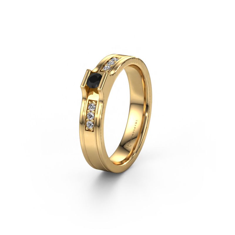 Trouwring WH2110L14A 585 goud zwarte diamant ±4x1.7 mm