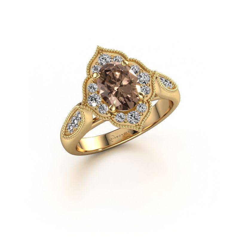Bague de fiançailles Rosan 585 or jaune diamant brun 1.468 crt
