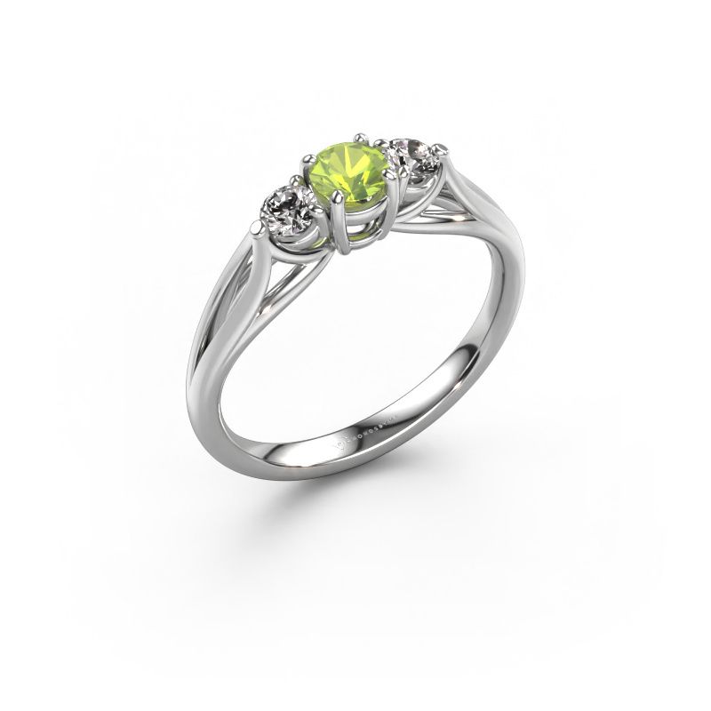 Engagement ring Amie RND 585 white gold peridot 4.2 mm