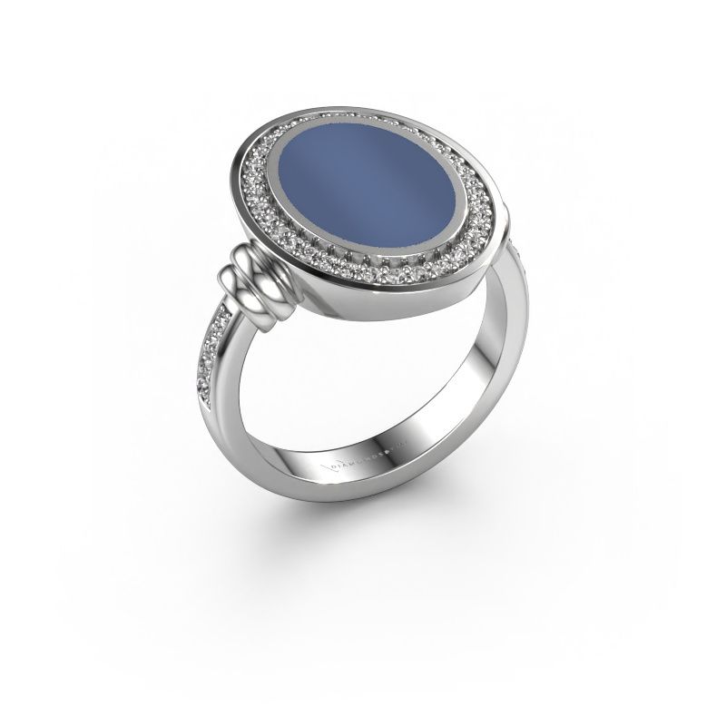 Herrenring Servie 3 950 Platin Blau Lagenstein 14x10 mm