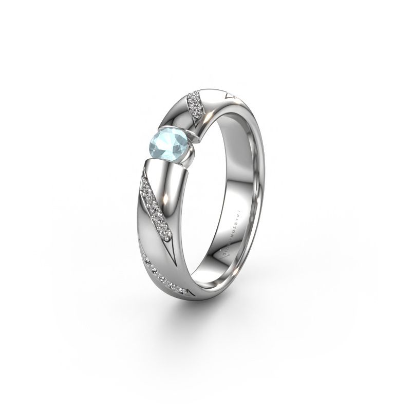 Wedding ring WH2102L34A 585 white gold aquamarine ±0.20x0.07 in
