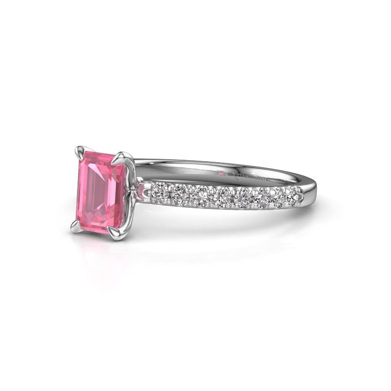 Afbeelding van Verlovingsring Crystal EME 2 585 witgoud roze saffier 6.5x4.5 mm