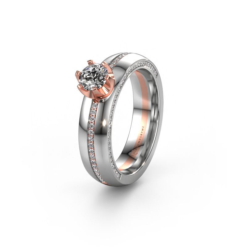 Huwelijksring WH0416L25E 585 rosé goud zirkonia ±5x2.6 mm