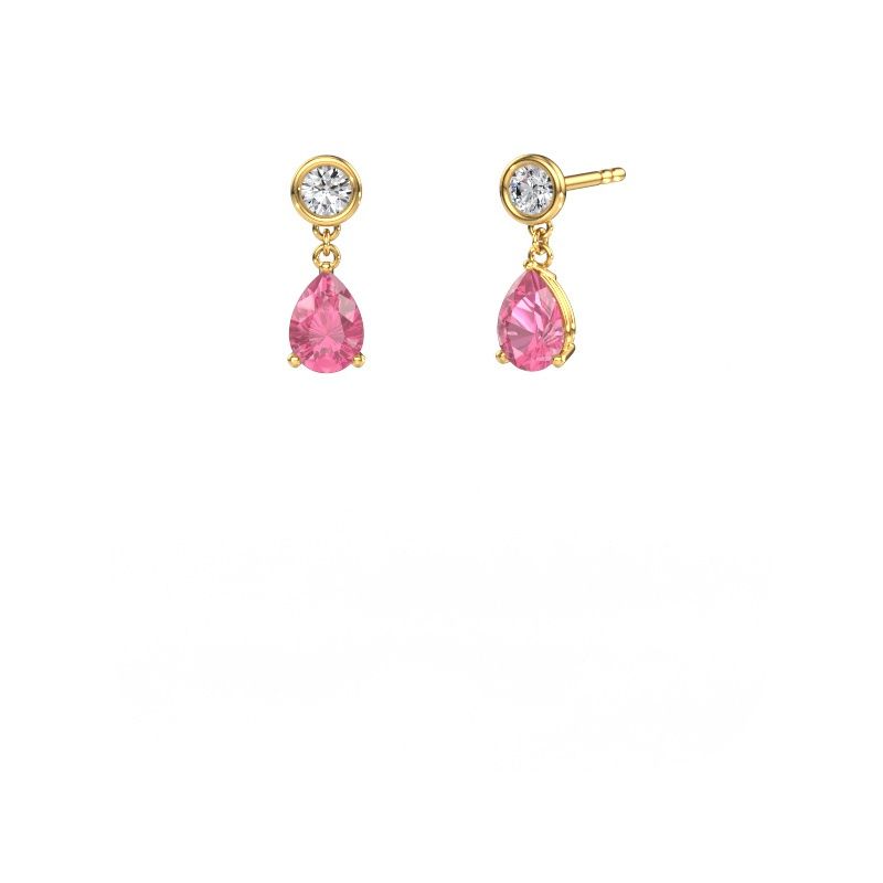 Pendants d'oreilles Lacey PER 585 or jaune saphir rose 7x5 mm