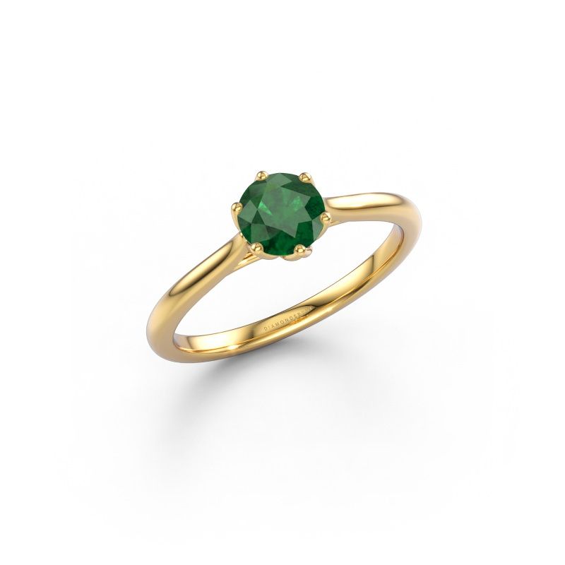 Verlovingsring Winona RND 585 goud smaragd 5 mm