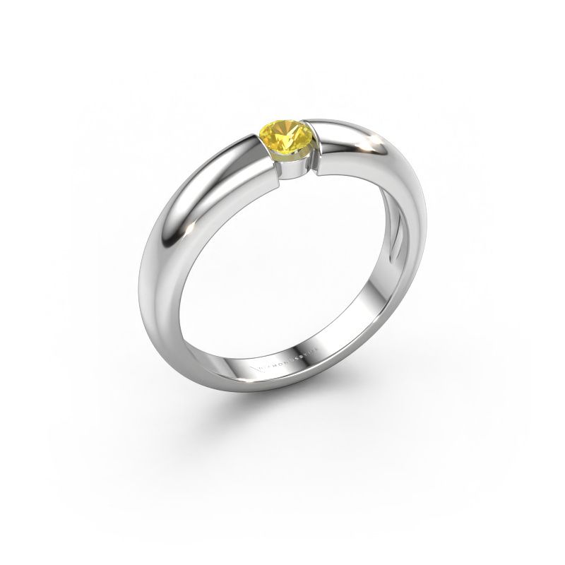 Verlovingsring Amelia 585 witgoud gele saffier 3.4 mm