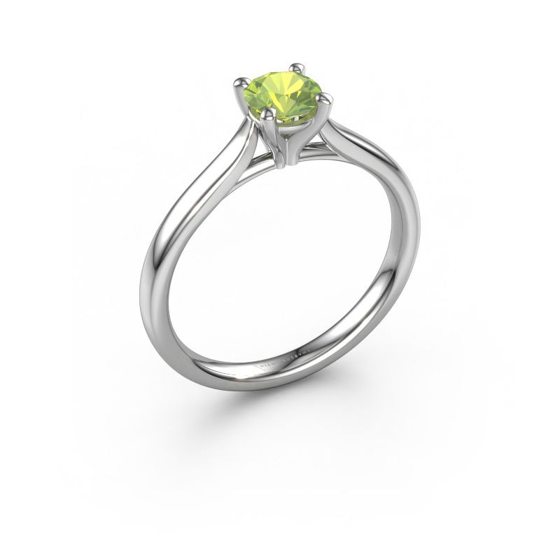 Bague de fiançailles Mignon RND 1 585 or blanc péridot 5 mm