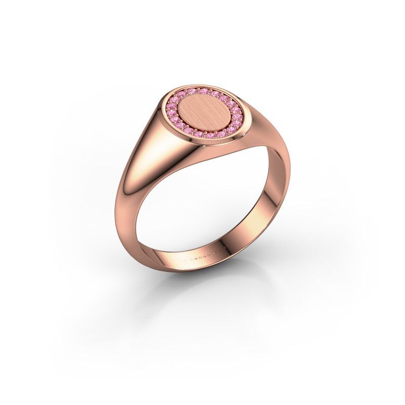 Image of Signet ring Rosy Oval 1 585 rose gold pink sapphire 1.2 mm