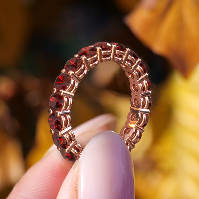 Image of Stackable ring Michelle full 3.4 585 rose gold garnet 3.4 mm