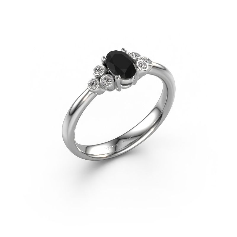 Verlovingsring Lucy 1 585 witgoud zwarte diamant 0.672 crt