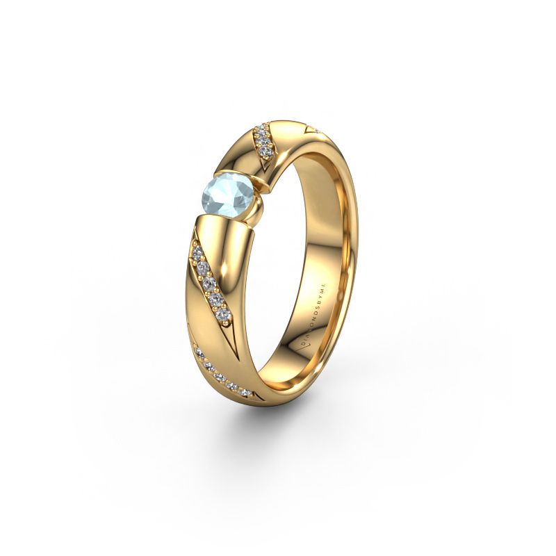 Wedding ring WH2102L34A 585 gold aquamarine ±5x1.7 mm