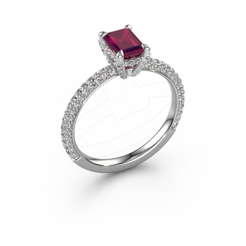 Verlovingsring Saskia EME 2 950 platina rhodoliet 6.5x4.5 mm