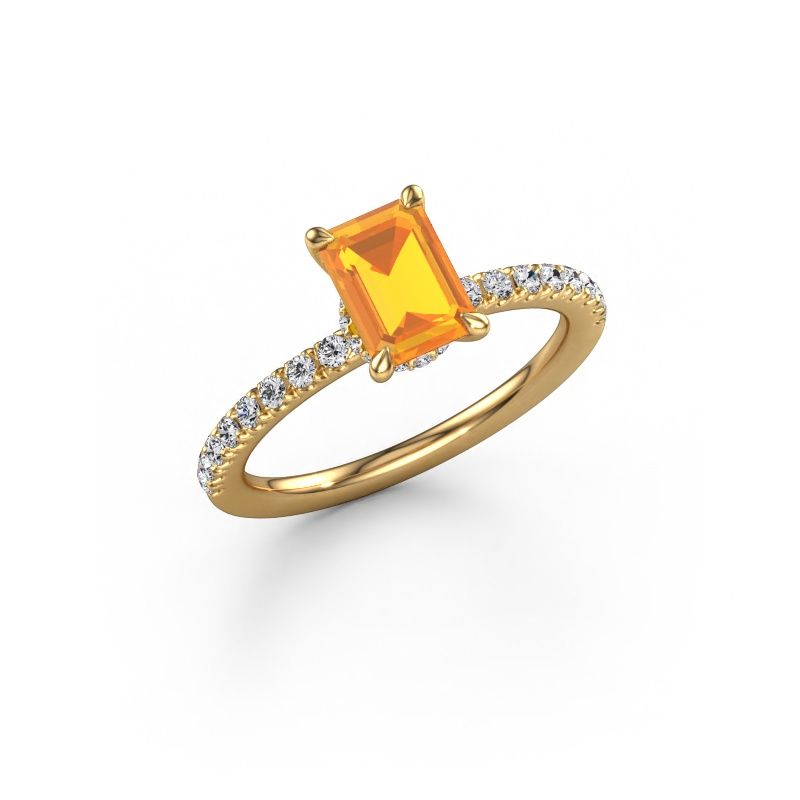 Bague de fiançailles Crystal EME 4 585 or jaune citrine 7x5 mm