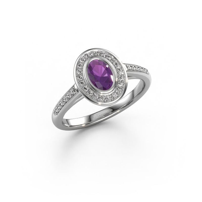 Verlobungsring Noud 2 OVL 585 Weißgold Amethyst 6x4 mm