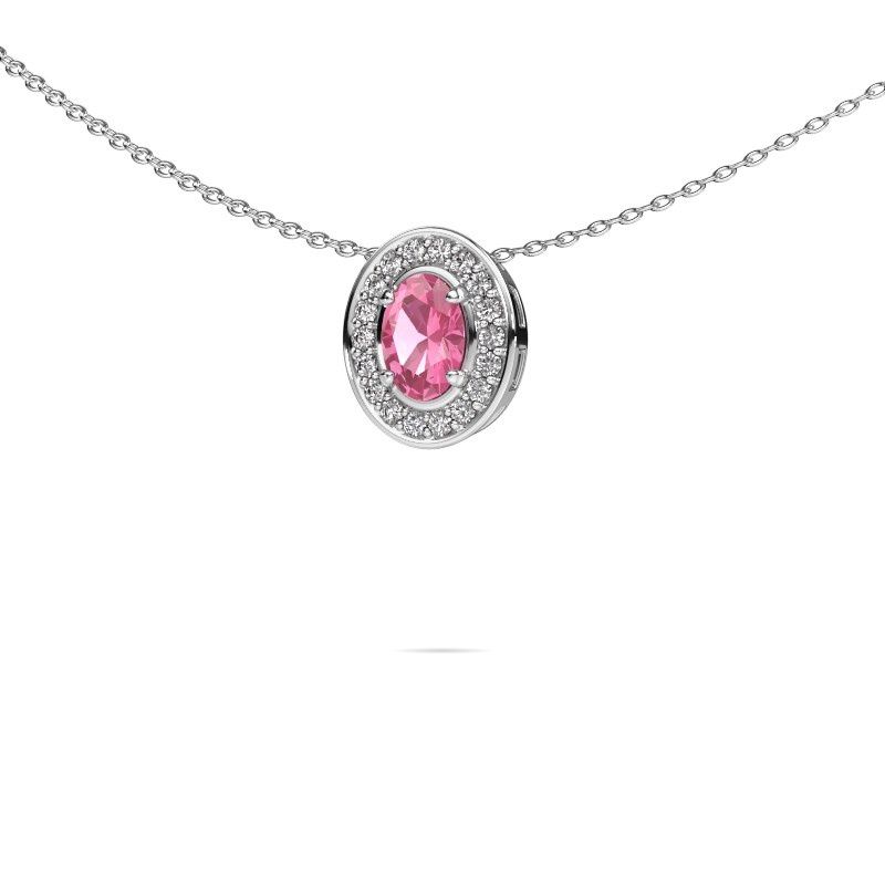 Kette Madelon 585 Weißgold Pink Saphir 6x4 mm