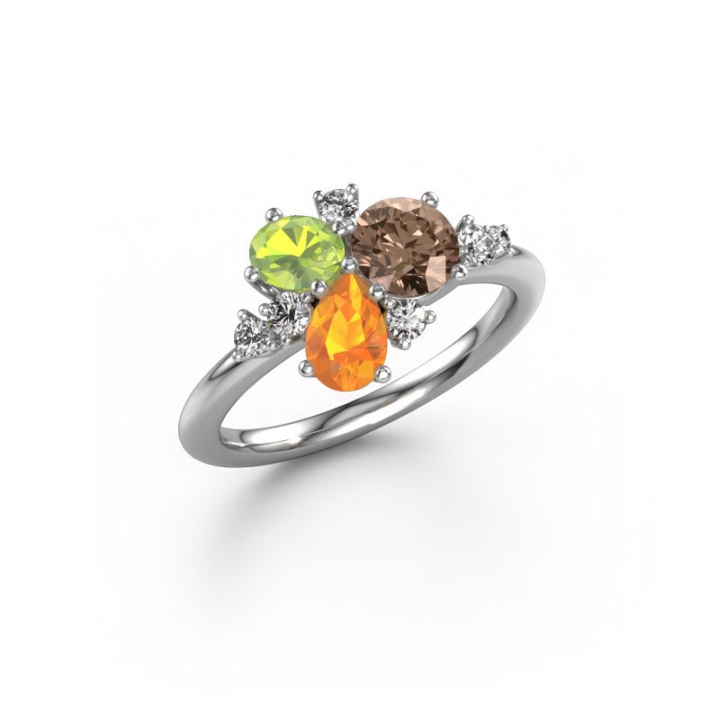 Ring Anja 585 witgoud bruine diamant 0.795 crt