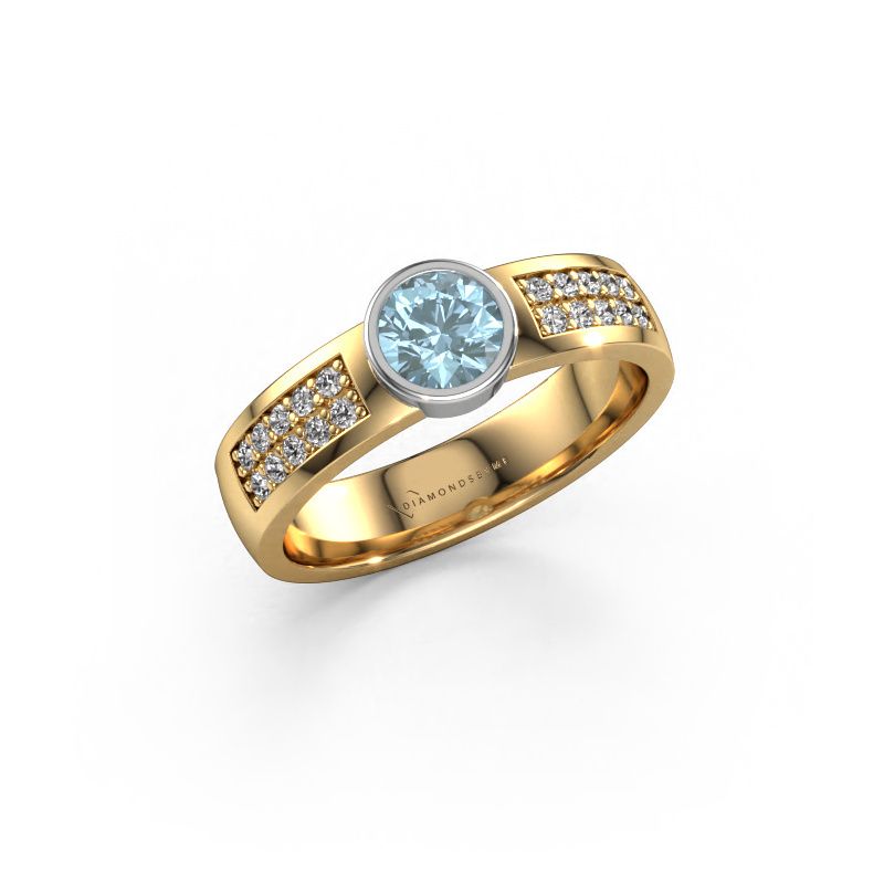 Engagement ring Ise 3 585 gold blue lab grown diamond 4.7 mm