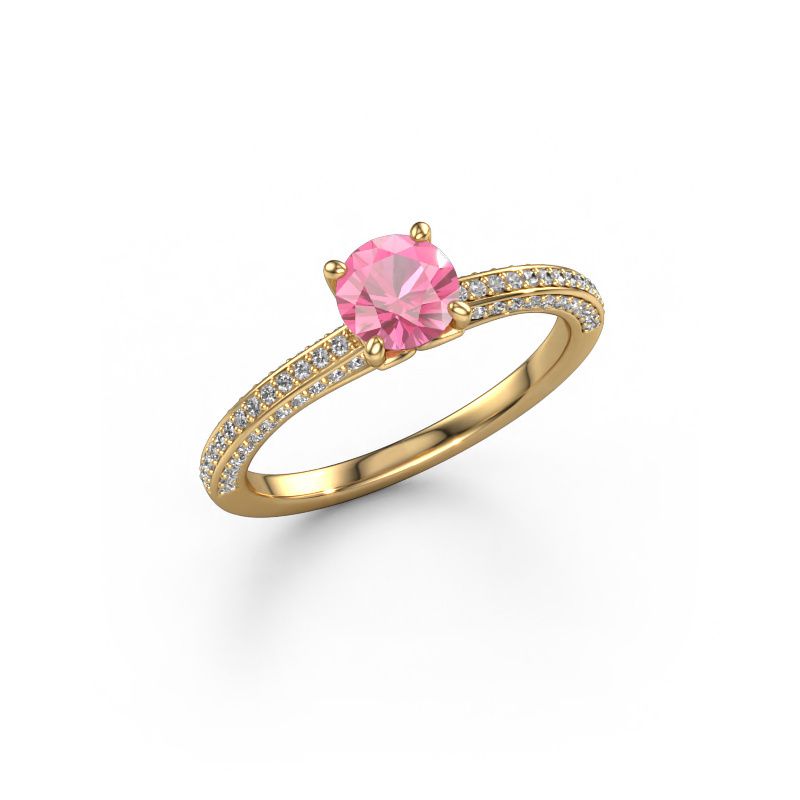 Engagement ring Elenore rnd 585 gold pink sapphire 5.4 mm