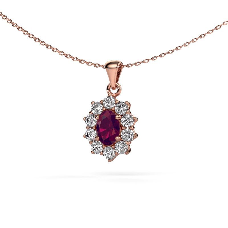 Hanger Leesa 585 rosé goud rhodoliet 7x5 mm
