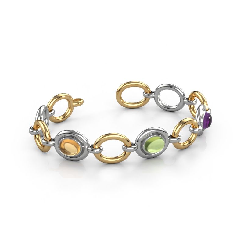 Link bracelet Maxima 3 585 white gold citrin 9x7 mm
