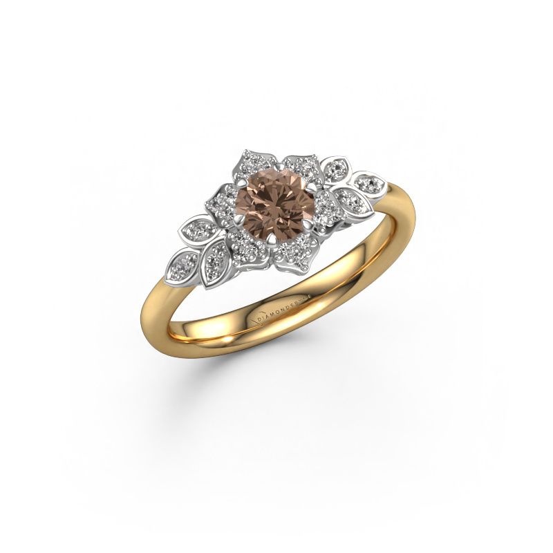 Verlovingsring Tatjana 585 goud bruine diamant 0.635 crt