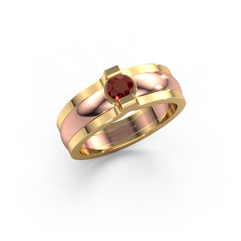 Bague Jade 585 or rose grenat 4 mm