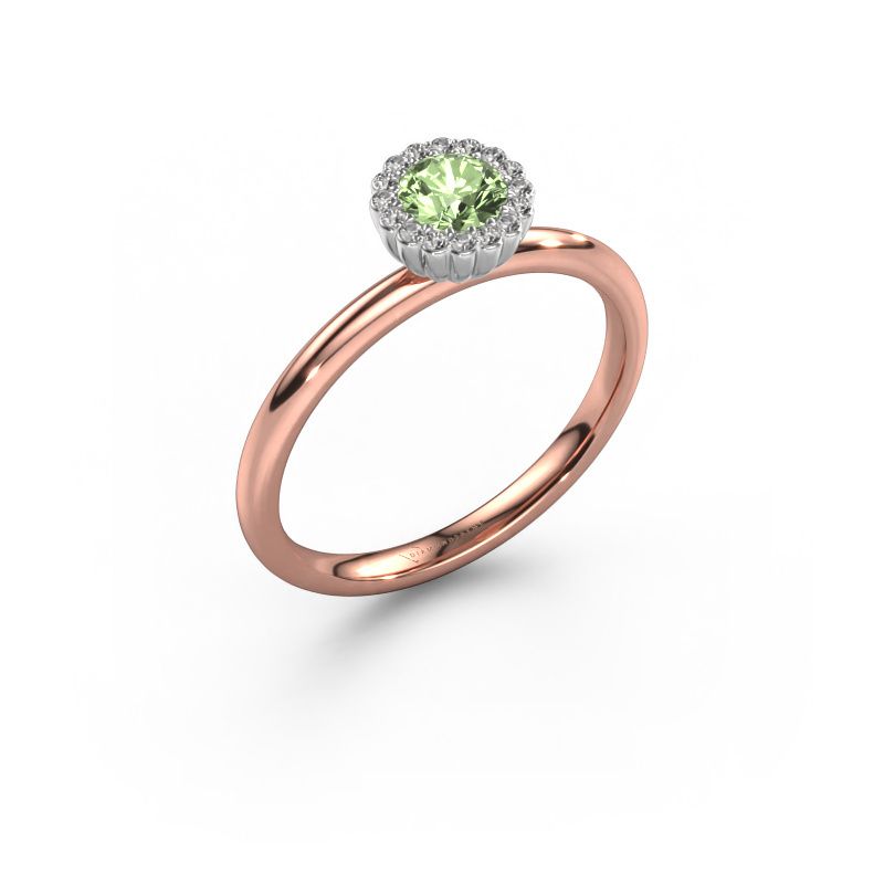 Engagement ring Queen 585 rose gold green lab grown diamond 4.2 mm