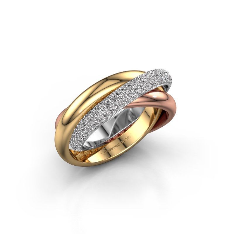 Image de Bague trinity 2<br/>585 or blanc<br/>Diamant 0.885 crt