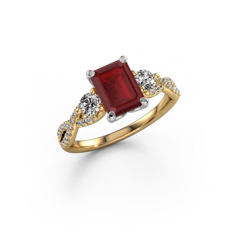 Engagement ring Marilou EME 585 gold ruby 8x6 mm