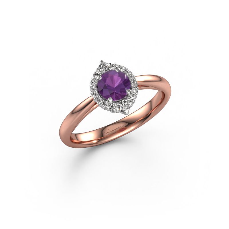 Verlovingsring Tora 585 rosé goud amethist 5 mm