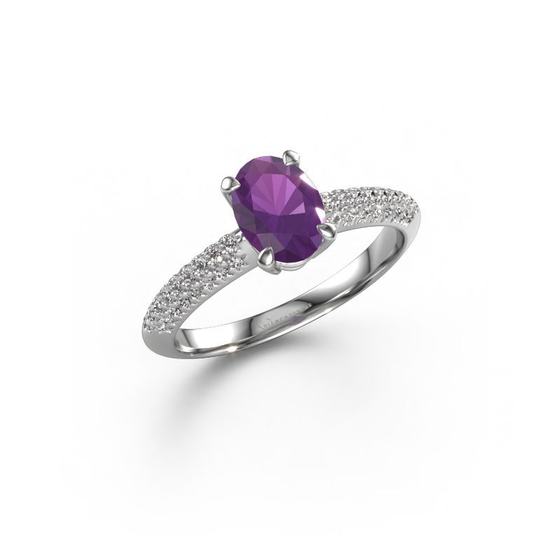 Engagement ring Morane OVL 950 platinum amethyst 7,5x5,5 mm