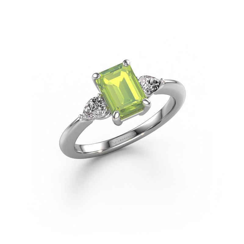 Engagement ring Chanou EME 585 white gold peridot 7.5x5.5 mm